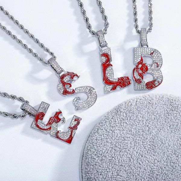 

new zircon initials letters necklaces & pendant charm for men/women gold silver fashion hip hop jewelry with rope chain 2023 trendy