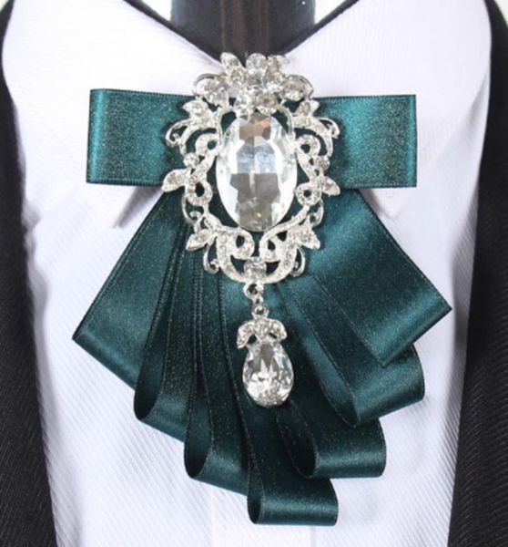 

fashion double cloth wedding groom ribbons with oval rhinestone brooches for men suit bow tie 9 colors good quality whole4802106, Gray