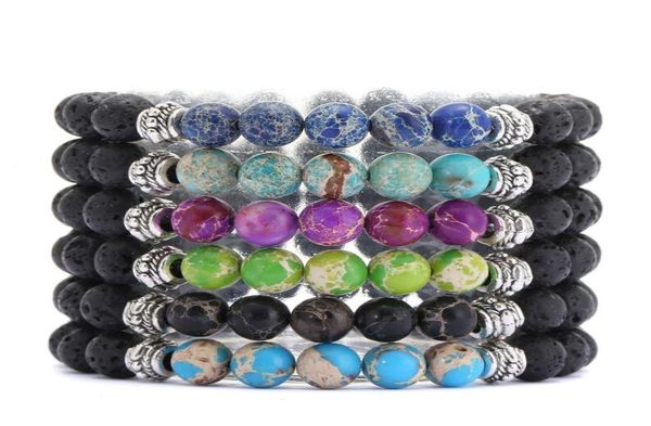 

8mm new lava rock stone beads bracelet chakra charm natural stone essential oil diffuser beads chain for women men fashion crafts 9034212, Black