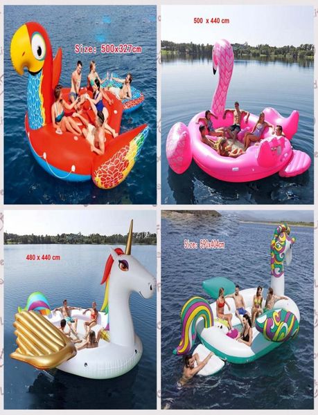 

summer 6 person huge inflatable unicorn parrot flamingo pool boat giant pegasus floating row water floats with colorful printing2356988