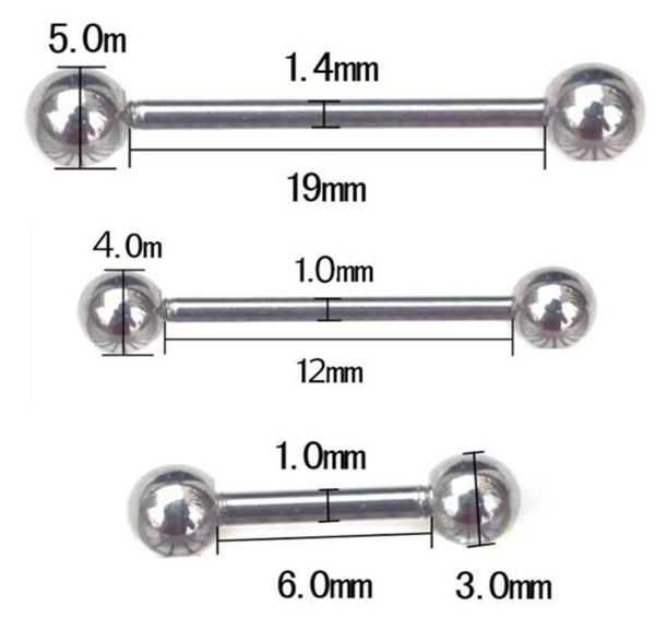 

tongue rings 5 pc steel balls industrial scaffold straight barbell ear piercing bar surgical eyebrow tragus nipple ring q sqcgyk6735516, Silver