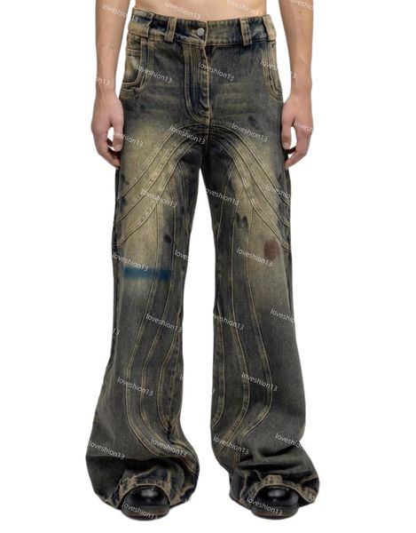 

nofaith studios jeans heavy industry wave ripple made old wash black grey micro horn denim, Blue