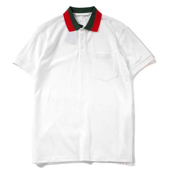 

men's polo collar classic street casual t-shirt with woven ribbon white 3m reflective stripe patchwork embroidery for comfort luxury me, White;black