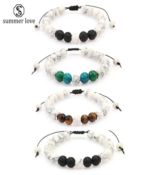 

8mm women men natural lava rock beads chakra bracelets healing energy stone white agate bracelet fashion essential oil diffuser je8269775, Black