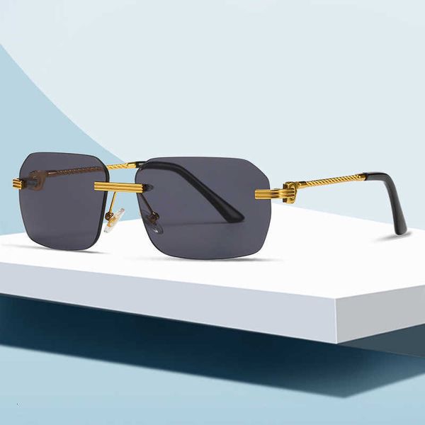 

fashion carti sunglasses new rimless cut sunglasses polygon glasses twine leg personalized optical frame with original box, White;black