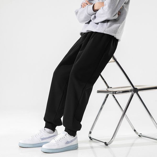 

mens pants men fleece basic soild sweatpants fitness casual full length gym joggers streetwear trousers sport clothing 230706, Black