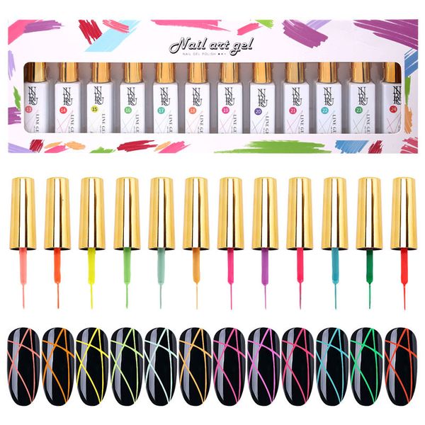

nail polish 12 colorsset gel pull liner nail polish kit uvled gel for diy hook line manicure painting gel nail art supplies brushed design 2