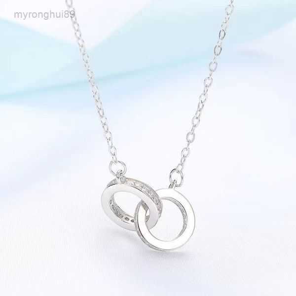 

luxury love necklace for women titanium steel jewelry party sterling silver rose necklaces double pendant long chain jewellery gift ptb7