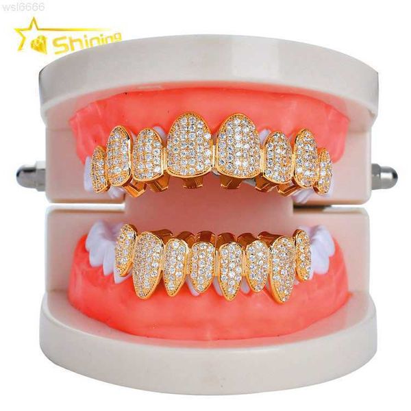

bling iced out vvs moissanite diamond customized teeth grillz, Golden