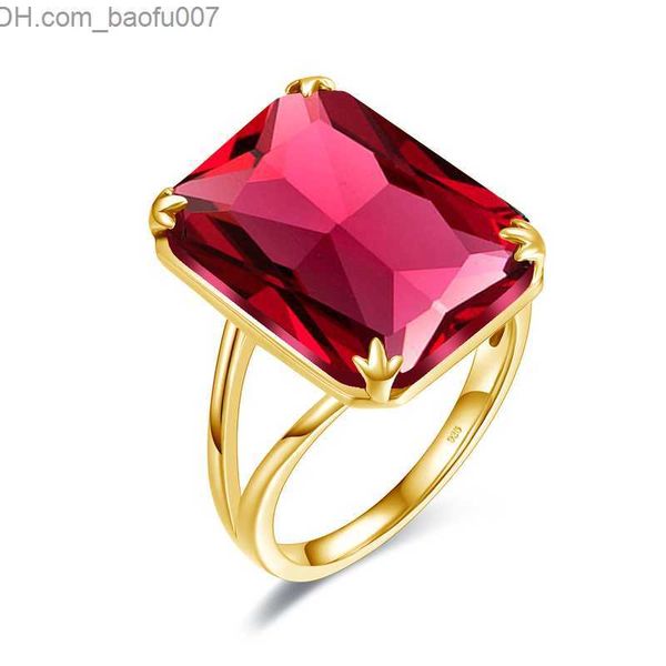 

wedding rings ruby rings for women real 925 sterling silver gemstone ring rectangle vintage wedding party gift fine jewelry z230711, Slivery;golden