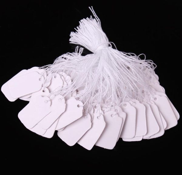 

051 inch 100pcslot blank white tags marking tags jewelry clothing labels products display tags with hanging string 4689903