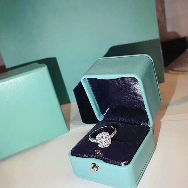 

925 sterling silver women's wedding ring fashion designer love ring classic jewelry girl valentine's day gift box, Slivery;golden