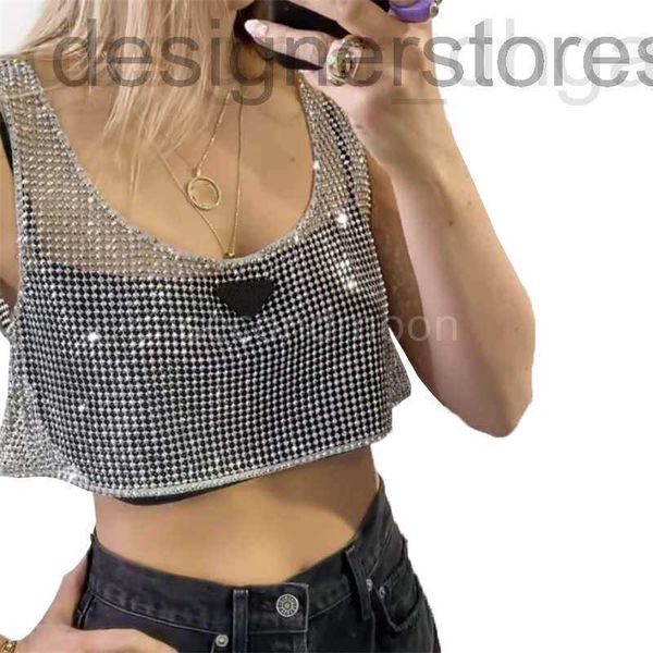 

women's tanks & camis designer shiny rhinestone womens t shirts hollow out vest fashion designer party shirt comfortable yq8s zqma, White