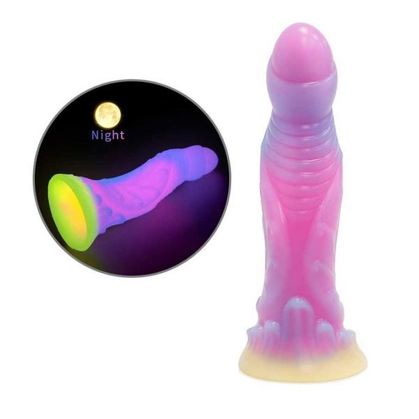 

soft silicone color mixing luminous shaped curved colored butt plug toy