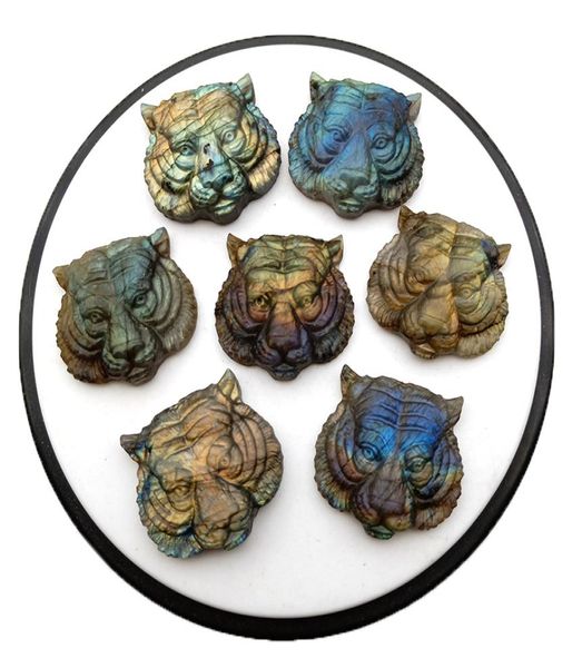 

labradorite handcarved tiger head necklace pendant diy gemstone jewelry accessories gifts for couples crystal animal totem9428792, Black