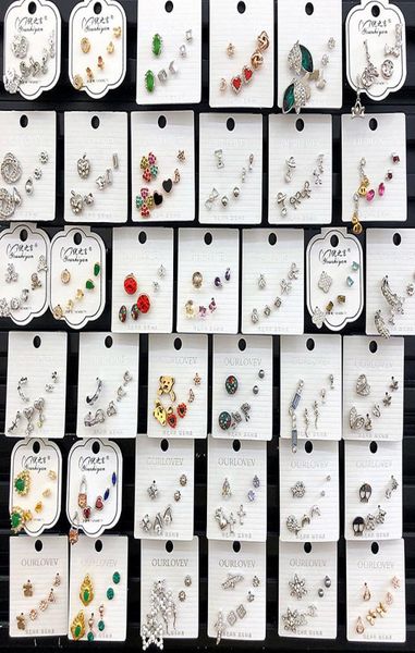 

luxury designer jewelry women earrings korean style 3 piece set zirconia fashion designer small stud earrings 3788030, Golden;silver