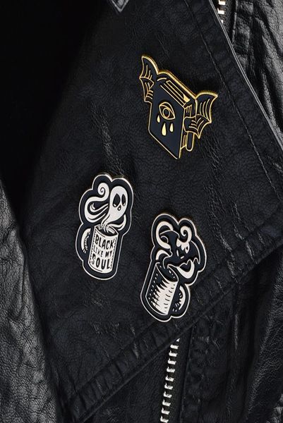 

new magical book wings coffee cup batty ghost devil pins badge lapel brooches women men3931677, Gray