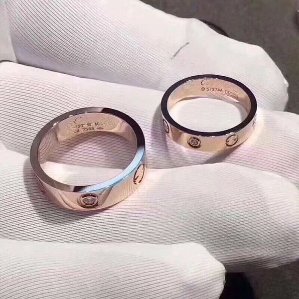 

rose gold stainless steel crystal wedding ring 4/5mm woman jewelry love rings men promise rings for female women gift engagement, Silver