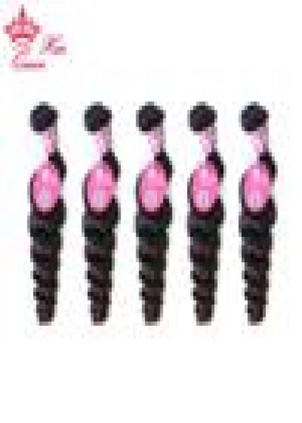 

queen hair unprocessed brazilian virgin hair loose wave 5pcs lot shedding and brazilian weave2614916, Black