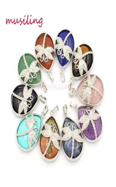 

dragonfly water drnatural stone pendants pendulum silver plated charms crystal fashion jewelry for women8026729