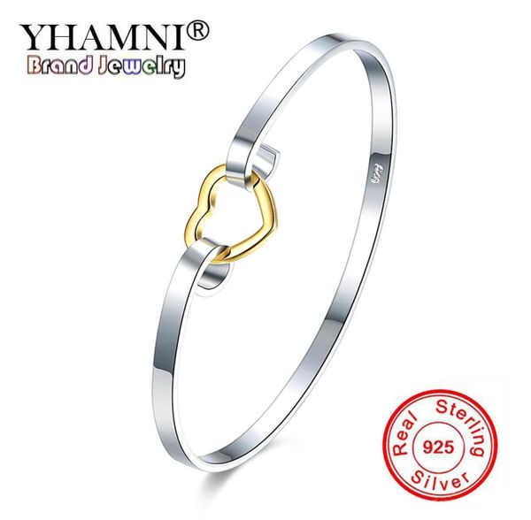 

yhamni brand romantic gift of love 925 silver bangle 925 silver fashion jewelry silver charm bracelet bangle for women b0824614829, Black