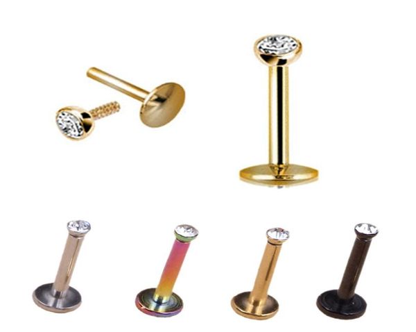 

piercings silver ear stud earring nose ring body piercing jewelry punk trendy crystal lip stud surgical steel labret4427921, Black