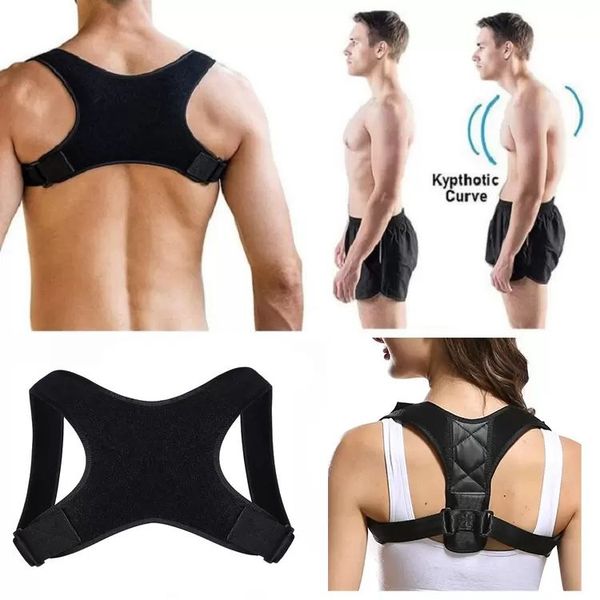 

adjustable back supports brace posture corrector wholesale sports safety shoulder corset spine belt posture correction for men women, Black;blue