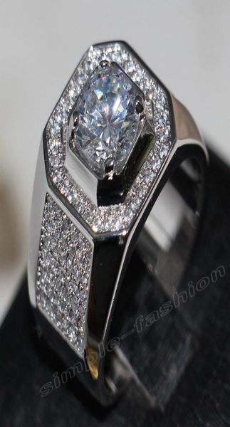 

fashion jewelry solitaire men 8mm gem 5a zircon stone 14kt white gold filled engagement wedding band ring sz 7132882181, Slivery;golden