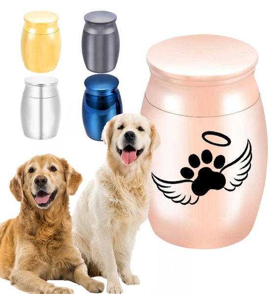 

mini cremation urn for pet ashes keepsake angel wings cremation jar dog paw print ashes container to store a small amount of ashes6965827, Silver