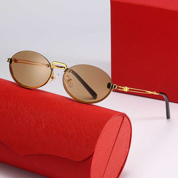 

Fashion carti top sunglasses New frameless oval fashionable glasses fashion street photos Ka Jia with original box