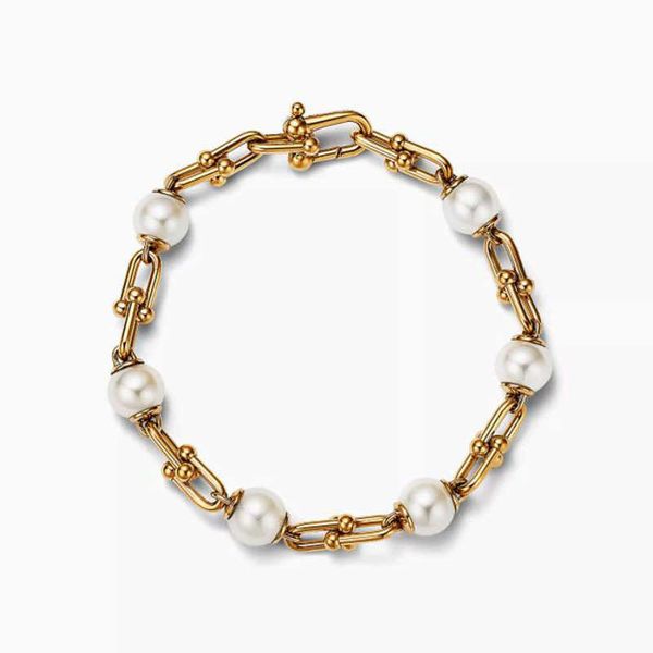 

counter quality tiffay 925 silver new u-shaped horseshoe buckle pearl korean fashion girlfriends gift personalized trend ins style bracelet, Black