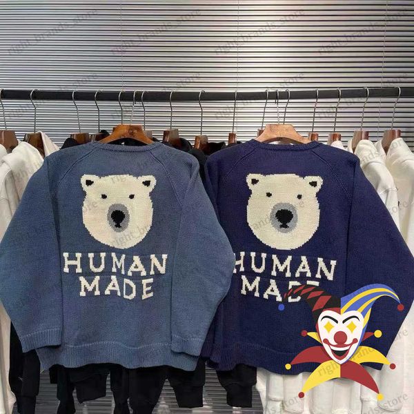 

men's sweaters human made sweater men women 1 1 quality cartoon polar bear pattern knit sweatshirts human made crewneck t230707, White;black