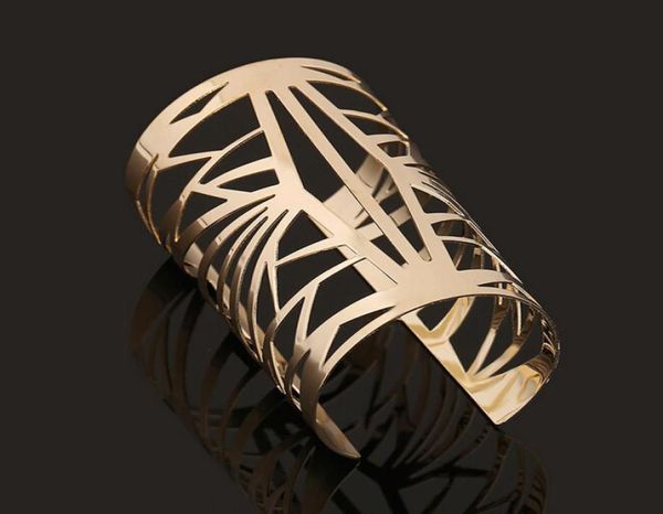 

european new fashion style gold plated alloy opened cuff hollow out bangle bracelets for women jewelry3938230, Black