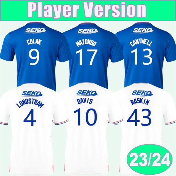 

2023 24 mens hagi soccer jerseys player version davis colak tavernier cantwell kamara matondo home blue away football shirt uniforms, Black;yellow
