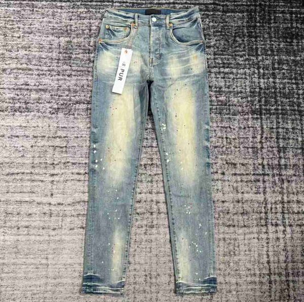 

purple designer jeans pants mens pantalones ripped straight regular denim tears washed old long ho rdxv luxury brand, Blue