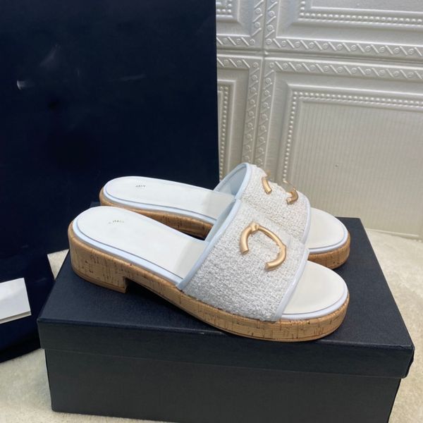 

women designer platform sandals summer channel slippers chain leather sandal outdoor beach flat woman ccity asere, Black