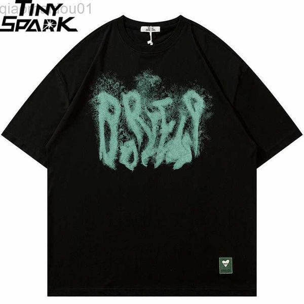 

men's t-shirts 2023 men t shirt streetwear mysterious letter graphic t-shirt hip hop oversized harajuku tshirt cotton tees loose hipst, White;black