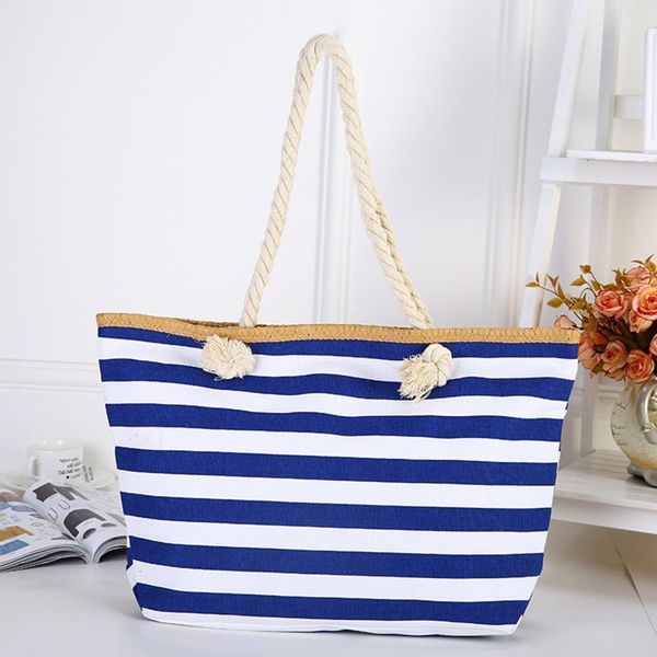 

evening bags canvas shoulder striped anti scratch female multipurpose smooth zipper shopping pouch travel handbags for beach 230707
