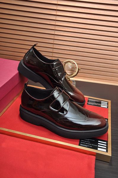 

2023 new men fashion genuine leather dress shoes pointed toe brand work office footwear party wedding oxfords size 38-45, Black