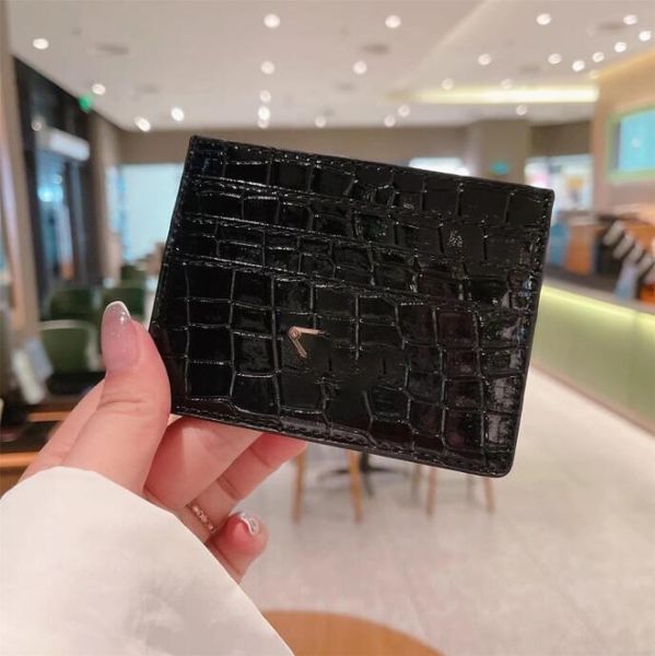

saffiano brand designer wallet handbag leather multi color short card bag wallet women's business card holder classic mini zipper pocke, Red;black