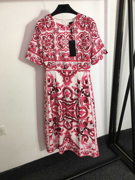 

women designer clothing retro printing lady dresses girl skirt size s-l round neck short sleeves office clothing july05, Black;gray