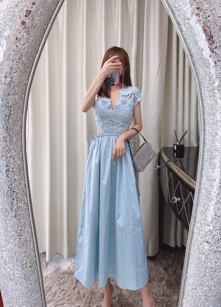 

new s-elf portrait 3d heart machine hollow carved v-neck open waist panel long dress, Black;gray