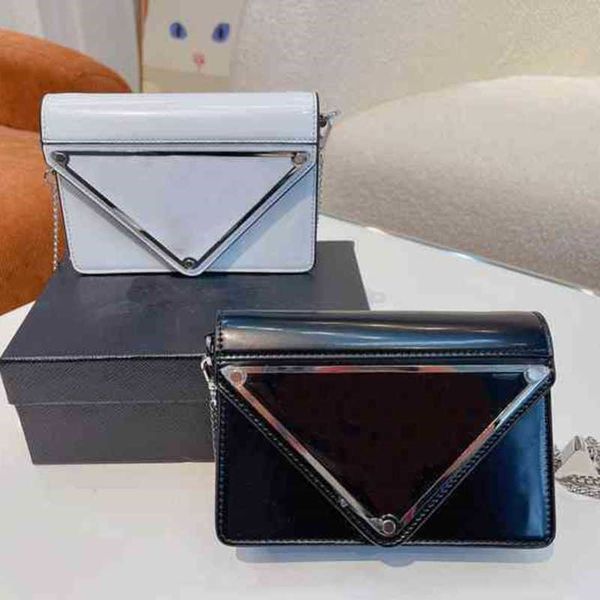 

pdbag triangle crossbody bags wallet for women brand designer shoulder clutch strap fashion single messengers patent leather chain purses 22