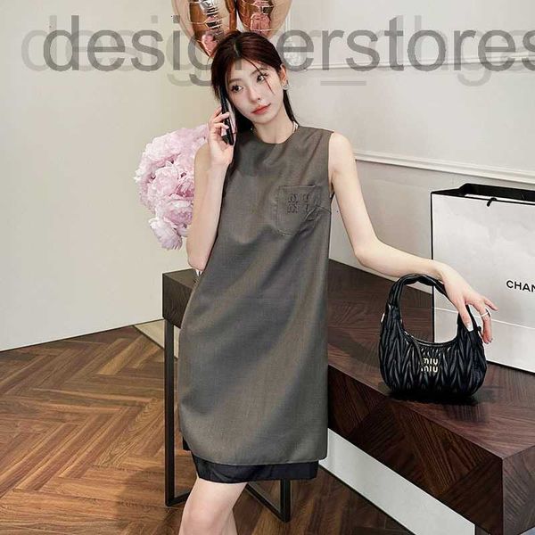 

basic & casual dresses designer designer women's dress 2023 spring and summer celebrity style embroidered letter sleeveless vest skirt, Black;gray
