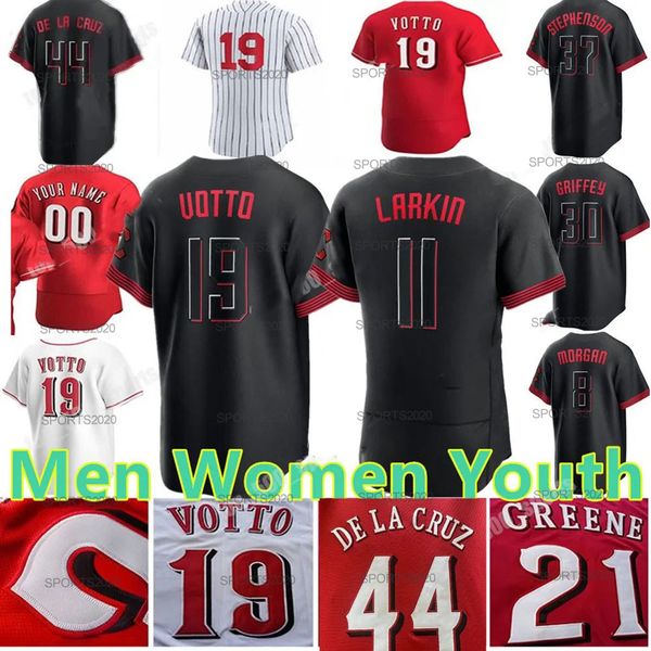 

2023 custom 44 de la cruz hunter greene black city connect jonathan india jersey joey votto field of dreams stuart fairchild nick lodolo jos, Blue;black