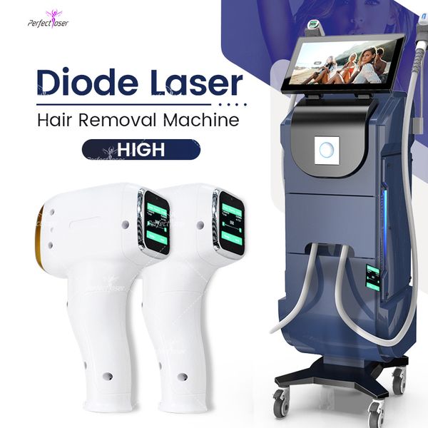 

2023 latest diode laser hair removal machine 2 handles with screens android system lazer hair reduction beauty equipment for spa salon, Black