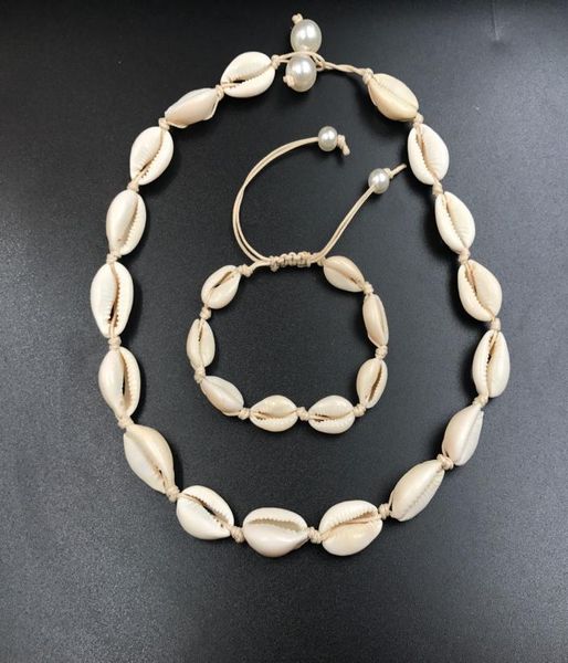 

shell bracelet necklace set natural summer simple shell jewelry daily ladies gift wild adjustable necklace5793085, Golden;silver
