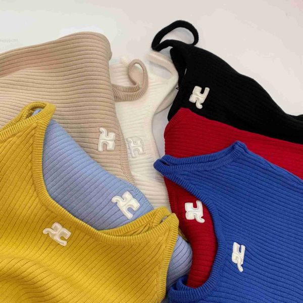 

south korea niche blogger's same fever car jingyuan hyunya rib pit knitting solid color slim camisole, White