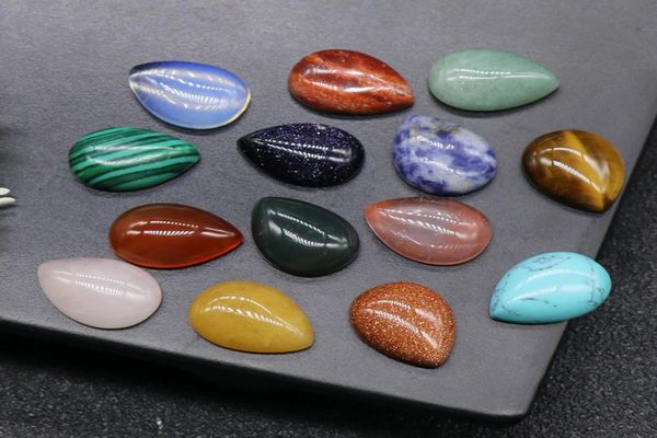 

1216mm flat back assorted loose stone teardrop cab cabochons beads for jewelry making waterdrop healing crystal whole3468073, Black