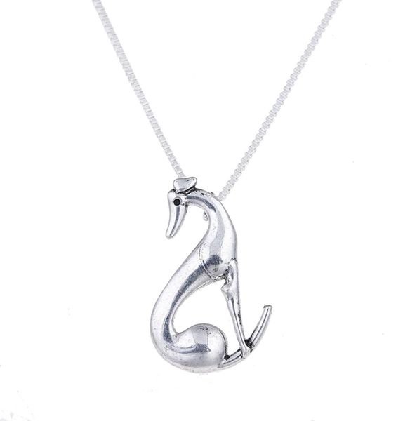 

sitting greyhound necklace dog pendant whippet italian sight hound galgo necklaces pendants choker christmas halloween gift6949969, Silver